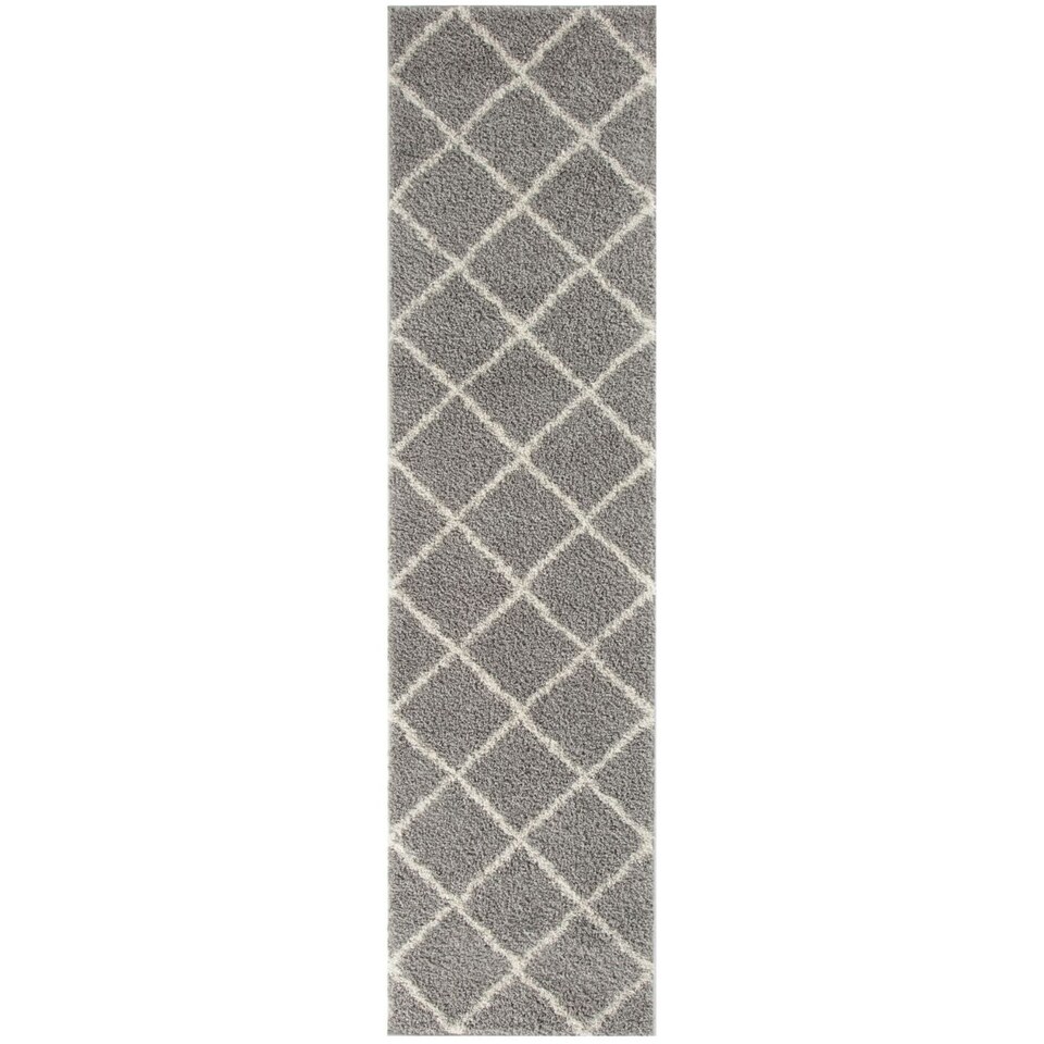 image 1 of The Rugs Moroccan Collection Soft High Pile Shaggy Diamond Floor Rugs and Runners Living Room