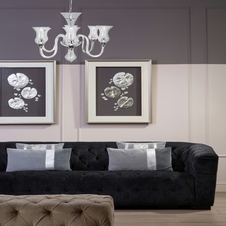 image 1 of Interiors by Premier Abelia Glass and Chrome 6 Arm Chandelier
