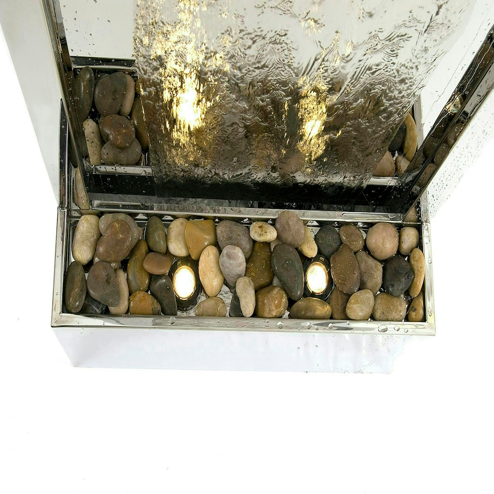 image 1 of Primrose Giant Brushed Stainless Steel Water Wall Cascading Feature Silver 174cm