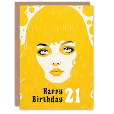 Summer Yellow Cool Girl Age 21 Year Old 21st Her Birthday Card