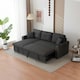 image 8 of Sofabed 3 Seater Reversible Sectional Sofa Sleeper Set with Storage Chaise, Built-in Cupholder, Decorative Rivets, Pull-out Bed, and Dark Grey Fabric Grey