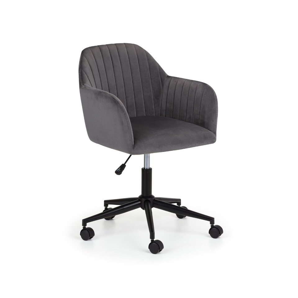 image 1 of Kahlo Velvet Swivel Office Chair- Grey/Black