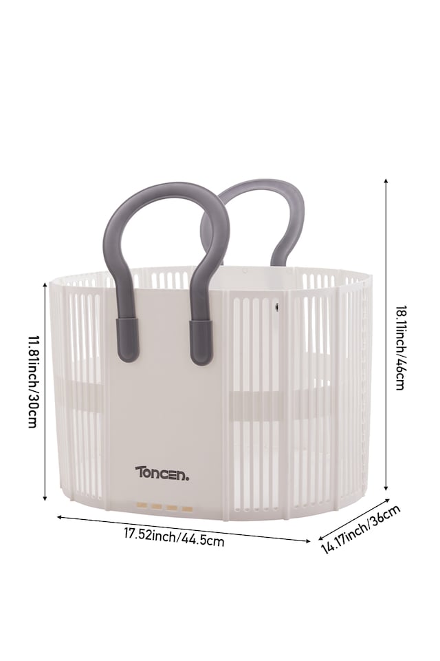 image 1 of Living and Home Foldable Plastic Laundry Basket, White | White