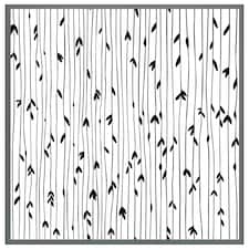 Sketchy leaves scattered on hand drawn lines on white background (Picture Frame) Grey | L