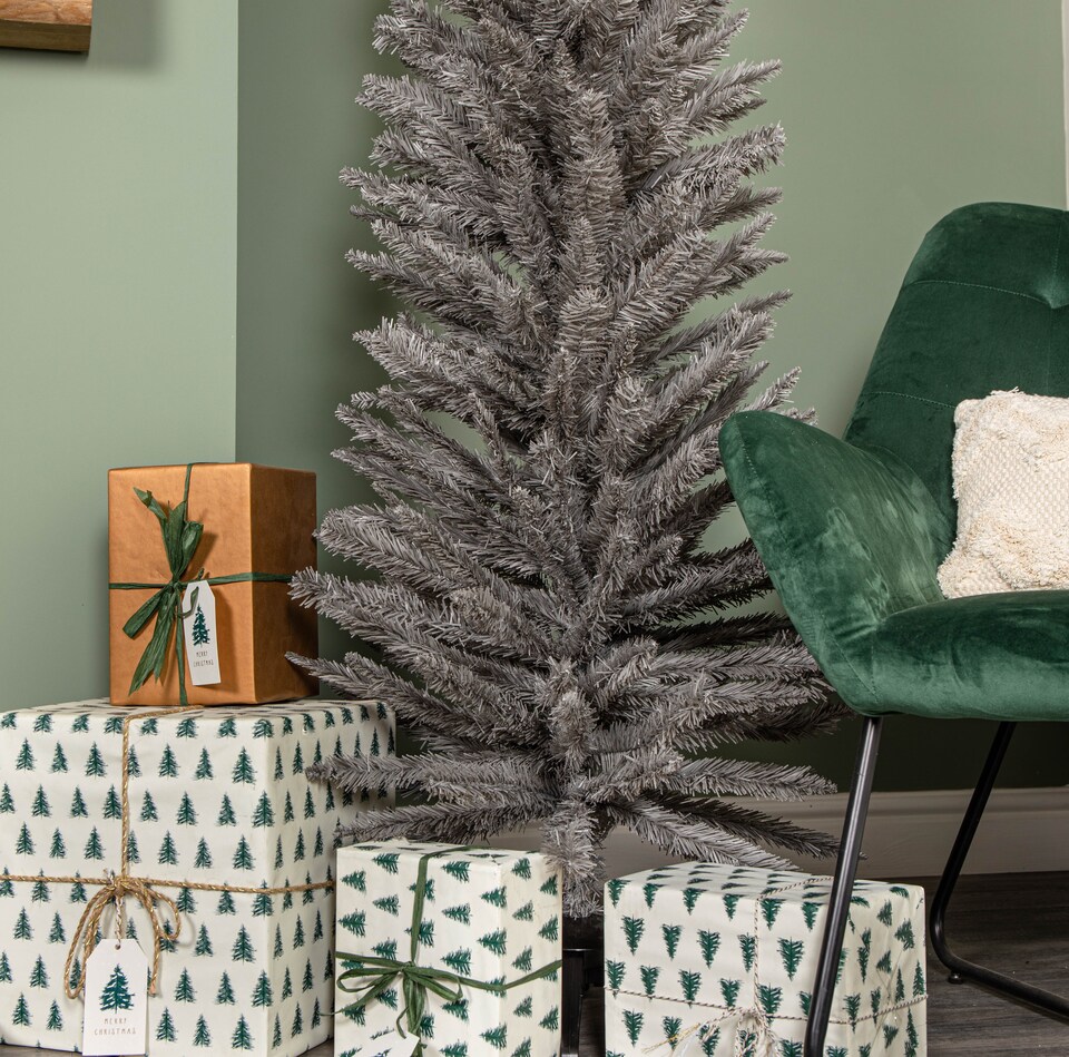 image 1 of 7ft (2.1m) Grey Pencil Pine Artificial Christmas Tree with 401 Tips