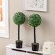 image 2 of HOMCOM Set of 2 Decorative Artificial Trees, Topiary Ball-shaped Boxwood Trees in Pot, Fake Plants for Home Indoor outdoor Decor, 60cm, 1 Tree Balls