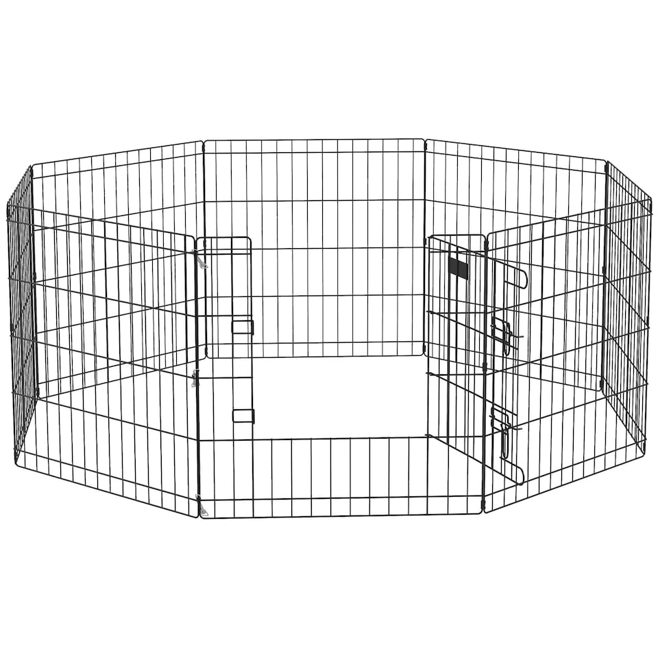 image 1 of PawHut 24" Pet Dog Playpen, Puppy Cage, Eight-Panel Metal Fence, Run, Garden