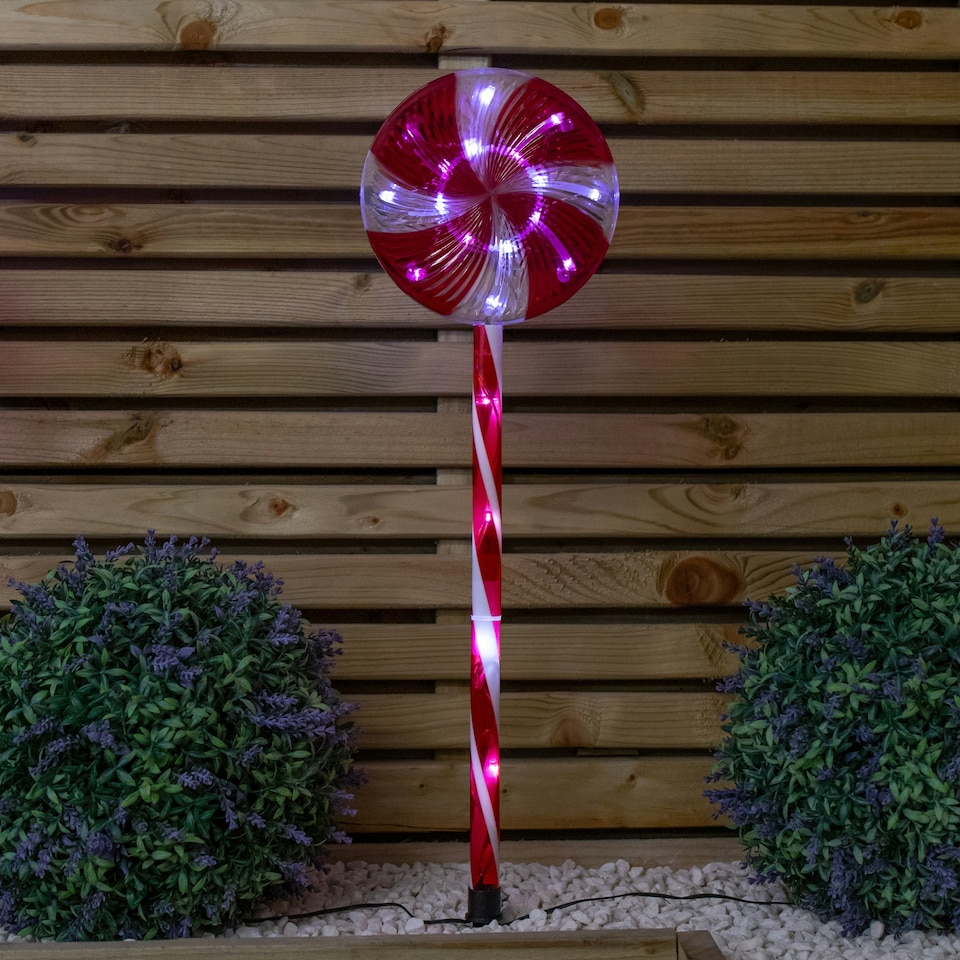image 1 of 58cm Light up Red and White Candy Pop Christmas Pathfinders with 63 White LEDs
