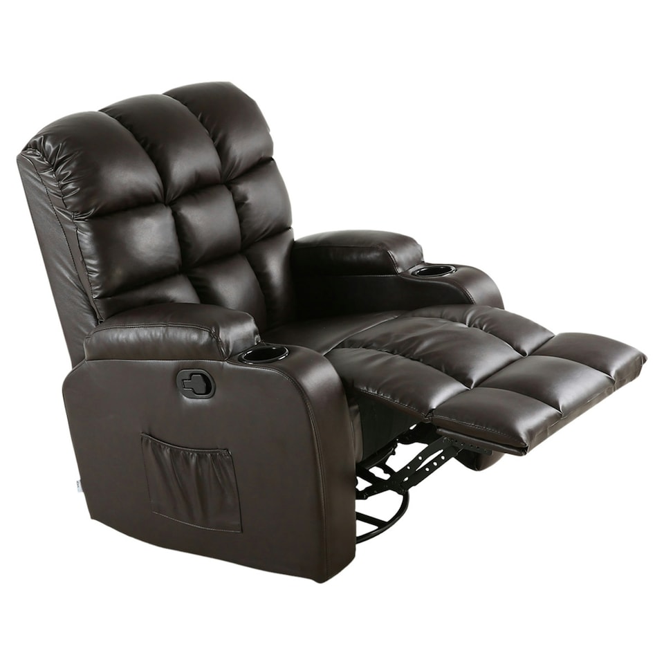 image 1 of Regal Bonded Leather Recliner Rocking Swivel Heat & Massage Chair (Brown)