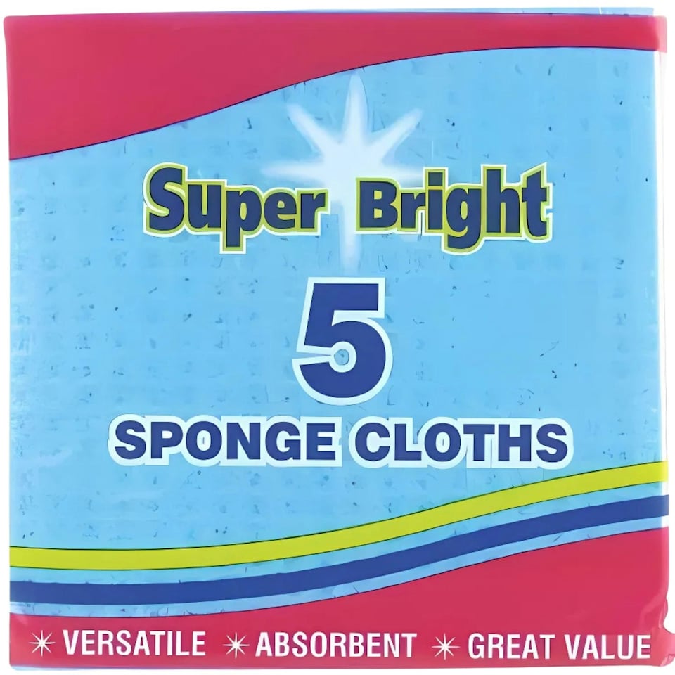 image 1 of Super Bright Sponge Cloths For Mopping Wiping Kitchen Bathroom 5Pk N/A