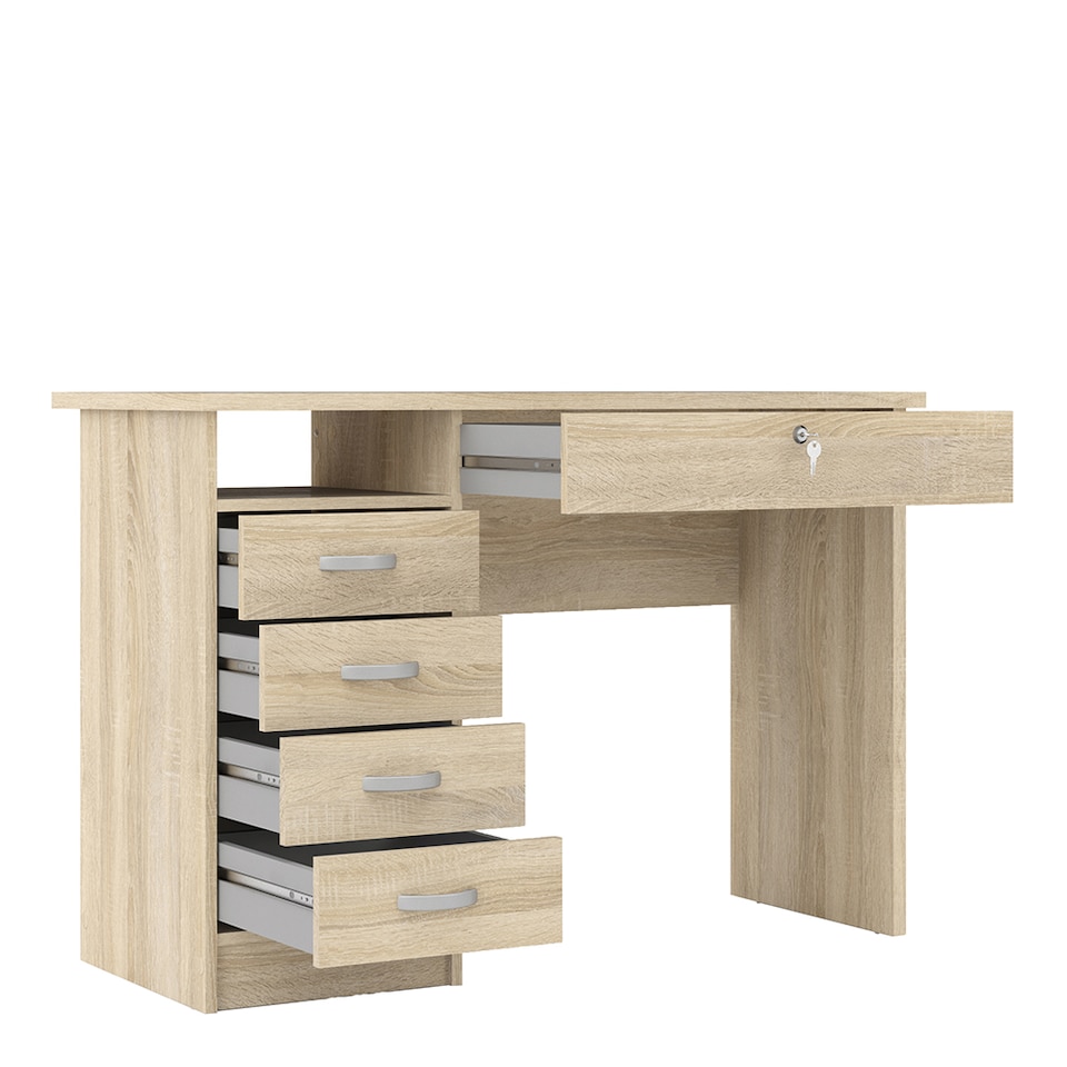 image 1 of Function Plus Desk 5 Drawers in Oak