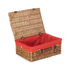 35cm Light Steamed Wicker Picnic Basket with Lining Red | Red | One Size