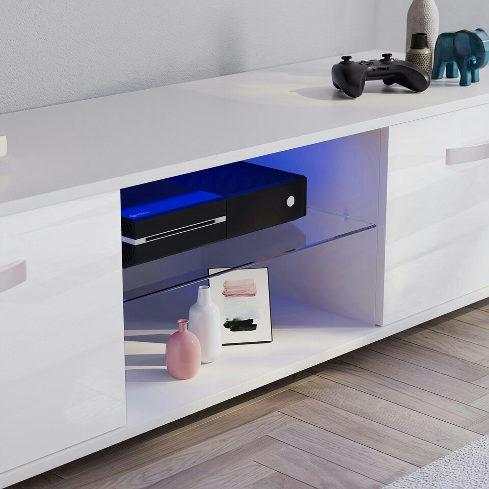 image 1 of Vida Designs Cosmo 2 Door LED TV Unit Entertainment Stand, 140cm, White