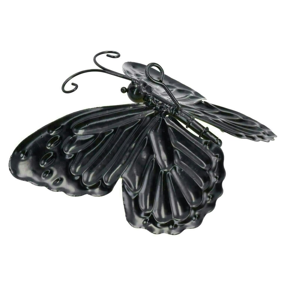 image 1 of Small 3D Yellow Metal Butterfly Garden/Home Wall Art Ornament 7x12x14cm