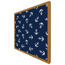 Anchors on navy background (Picture Frame) Brown | Oak | XL