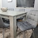 image 5 of Modern Stone Grey Effect Dining Table Set With 6 Velvet Chairs Dining Room Furniture Set | Grey | One Size | 7