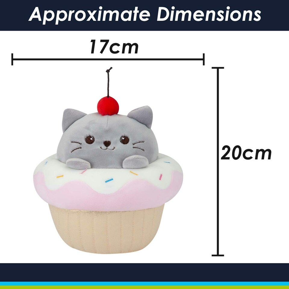 image 1 of Cat Cup Cake Soft Toy Cute Plushie Huggable Cuddly Stuffed Toy 20cm Pink
