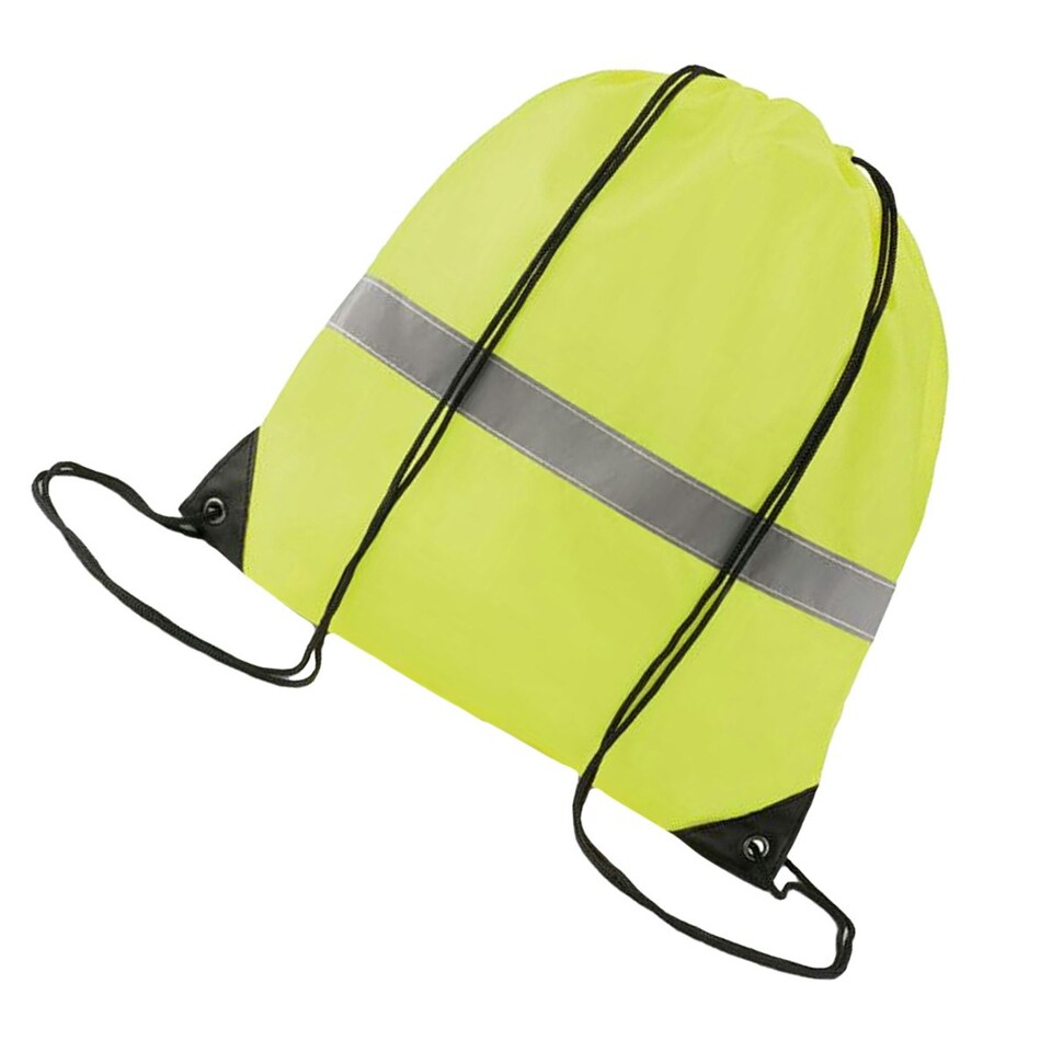 image 1 of MidOcean Stripe Reflective Drawstring Bag - Neon Yellow - One Size | Yellow | One Size