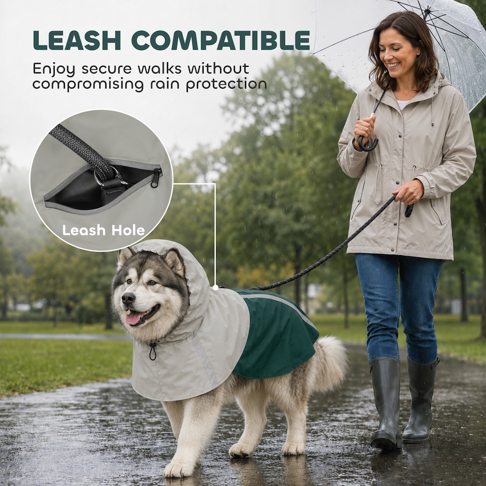 image 1 of PawHut Dog Raincoat with Hood, Dog Rain Jacket, for Extra Large Dogs, XL