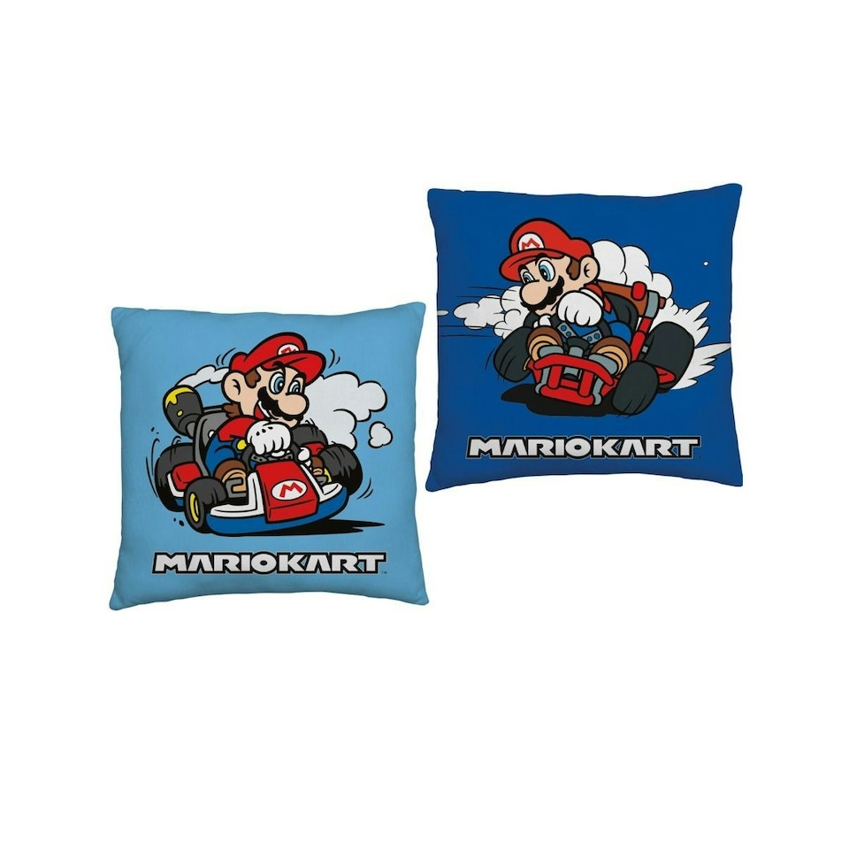 Mario Kart Filled Cushion - Blue/Red/White - 40cm x 40cm
