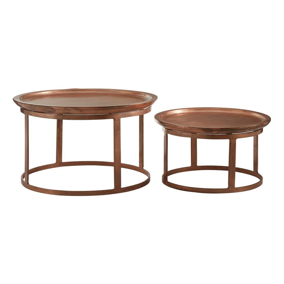 image 1 of Interiors by Premier Set Of Two Crest Copper Finish Iron Tables