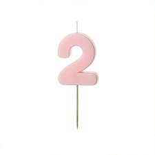 Pastel Pink Number 2 Shaped Candle 5.5cm
