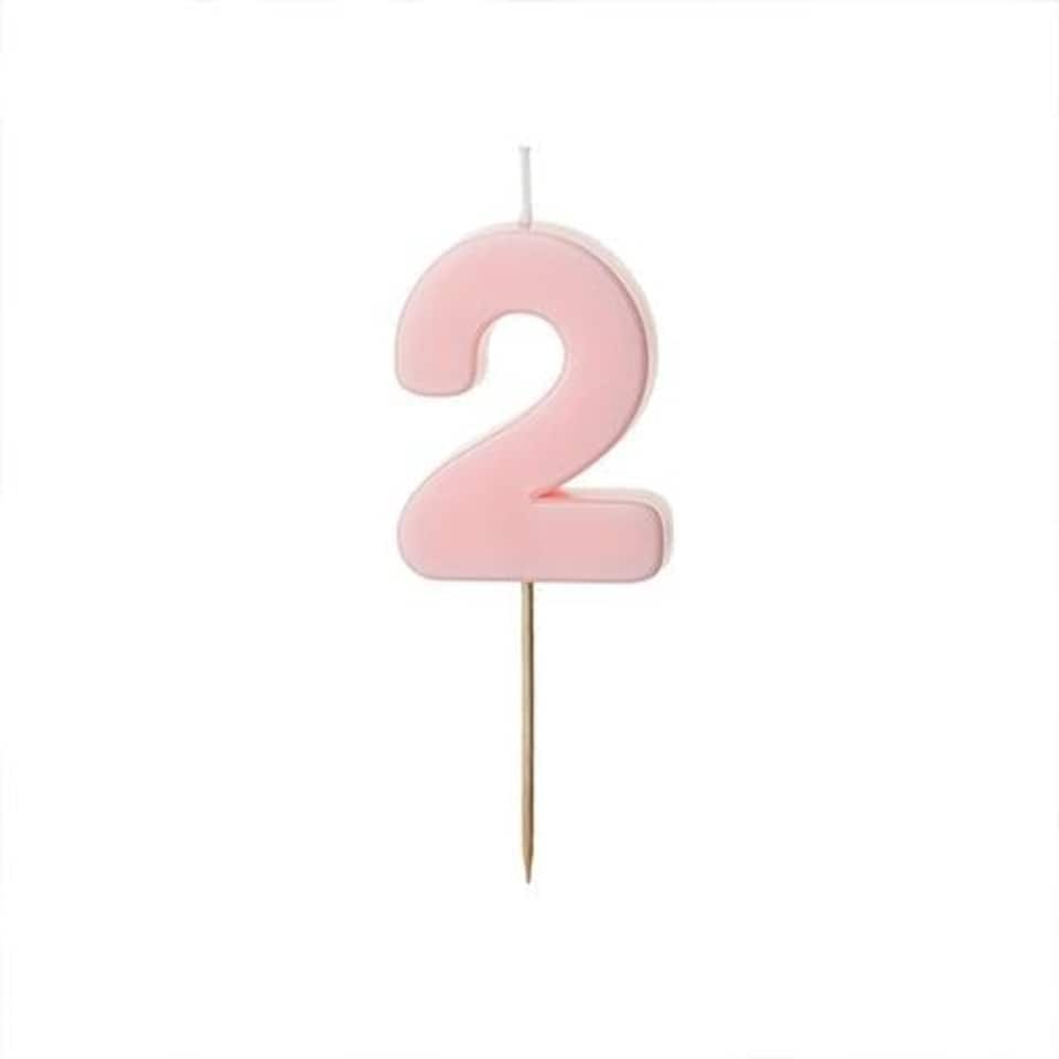 image 1 of Pastel Pink Number 2 Shaped Candle 5.5cm