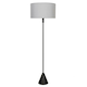 image 4 of ValueLights Mitch Grey Fabric Drum Lamp Shade Black Wood Single Stem Triangle Floor Lamp Black