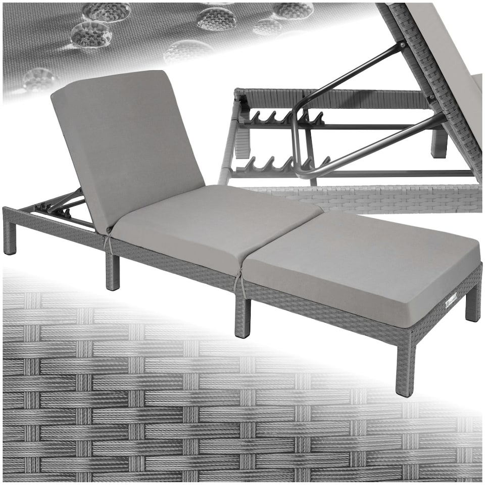 image 1 of Sun Lounger Sofia - 6-step adjustable backrest, thick padding, UV-resistant Grey