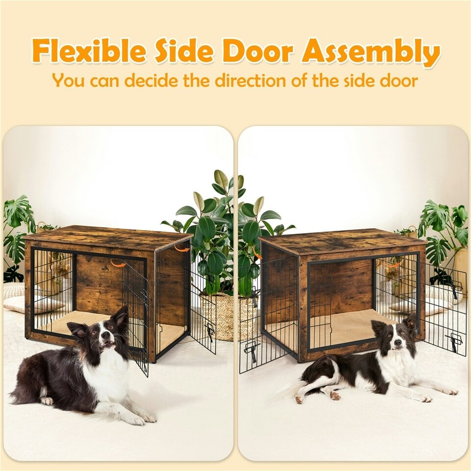 image 1 of Yaheetech 102 cm Dog Crate Furniture Brown | Rustic Brown