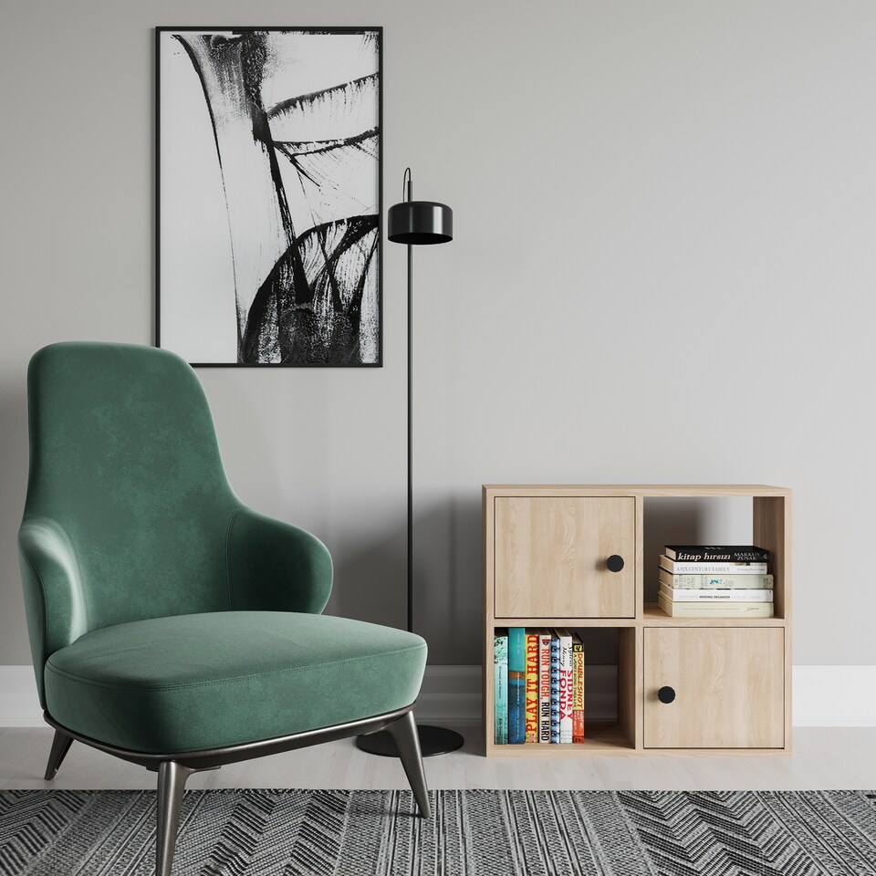 image 1 of Decorotika Tuttle 2-tier and 2 Cabinets Bookcase