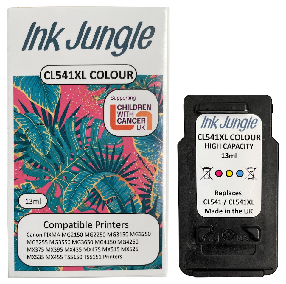 image 1 of 2x Ink Jungle PG540L Black & 1x CL541XL Colour Refilled Ink Cartridges - Replaces Canon PG540L Black & CL541XL Colour