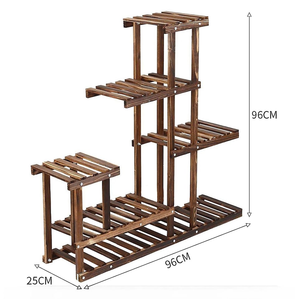 image 1 of Neo 6 Tier Wooden Plant Stand for Balcony Indoor Garden & Patio Outdoor Flower Shelf Display Rack