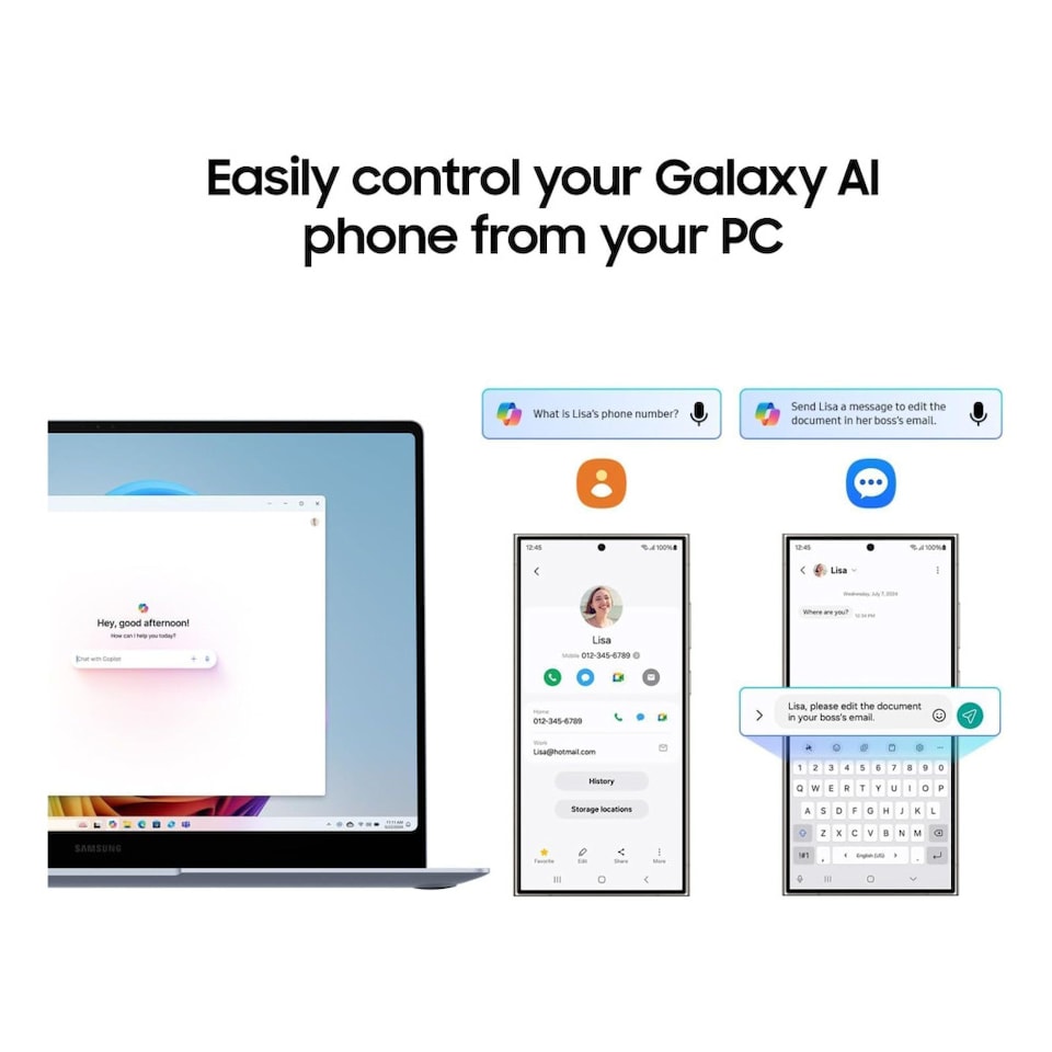 image 1 of Samsung Galaxy Book4 Edge Copilot+ 16GB RAM 256GB UFS 15.6" Windows 11 Home AI Laptop