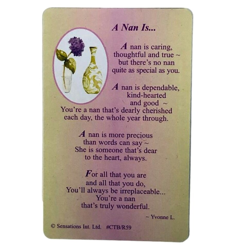 image 1 of A Nan Is....Wallet Card (Sentimental Keepsake Wallet / Purse Card)
