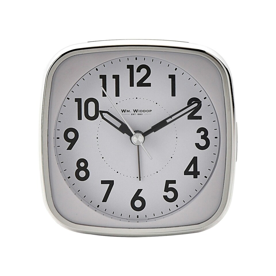 image 1 of Hometime Square Alarm Clock - Sweep/Light/Snooze - White White
