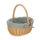 image 8 of Cotton Lined Full Buff Willow Child’s Shopping Basket Red | Red Checked | One Size