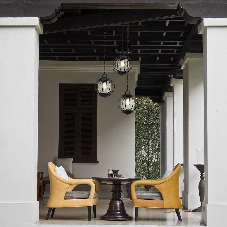image 1 of Vandalia 1 Light Small Outdoor Ceiling Chain Lantern Black, E27