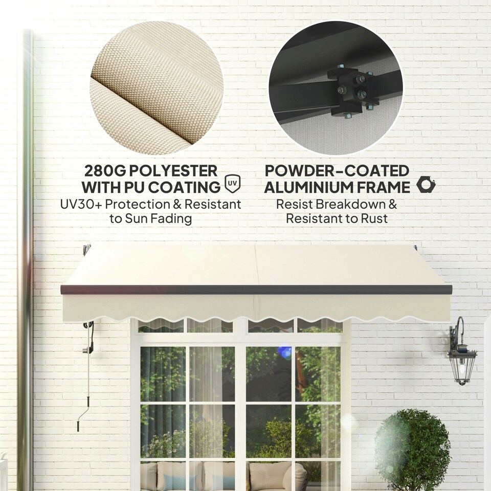 image 1 of Outsunny Electric Retractable Awning w/ Aluminium Frame Beige Cream | Beige