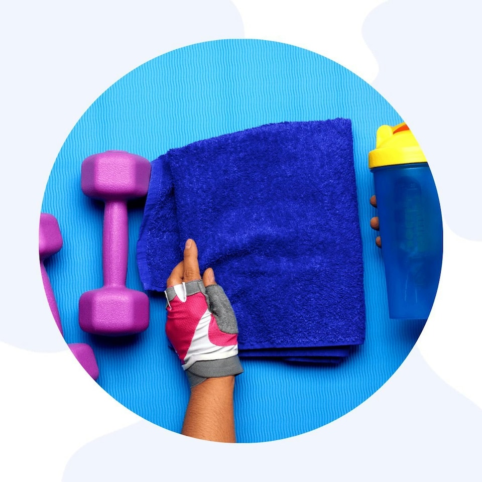 image 1 of Cotton Gym Towel with Zip Pocket - Blue Blue