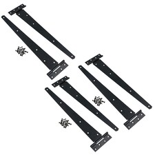 18in / 450mm Heavy Duty T Tee Hinges For Shed + Garden Gates Black Finish 6pc