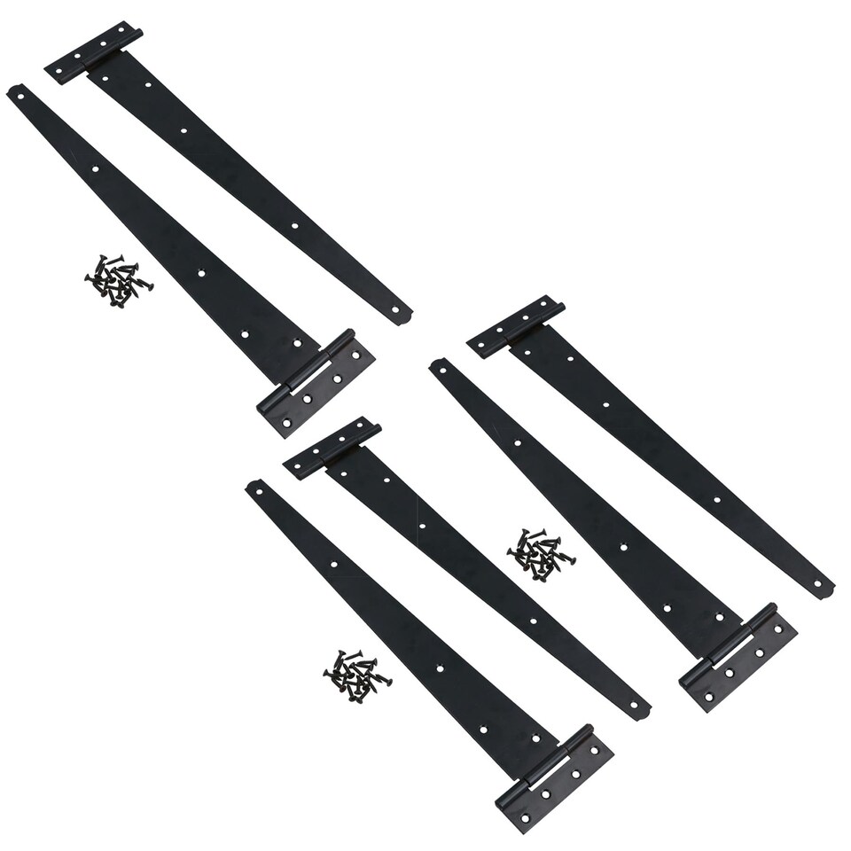 image 1 of 18in / 450mm Heavy Duty T Tee Hinges For Shed + Garden Gates Black Finish 6pc