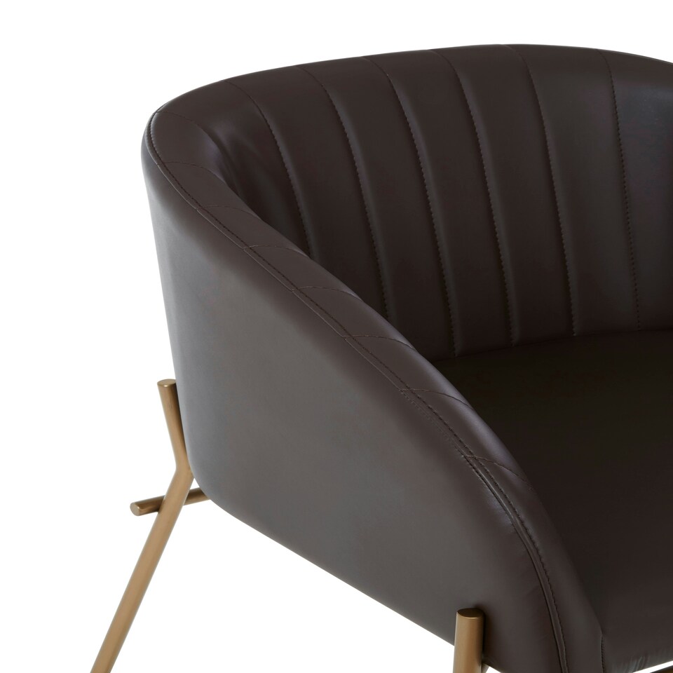 image 1 of Interiors by Premier Brown Faux Leather Armchair, Modern Dining Chair, Luxe Dining Room Accent Chair, Comfortable Dining Chair