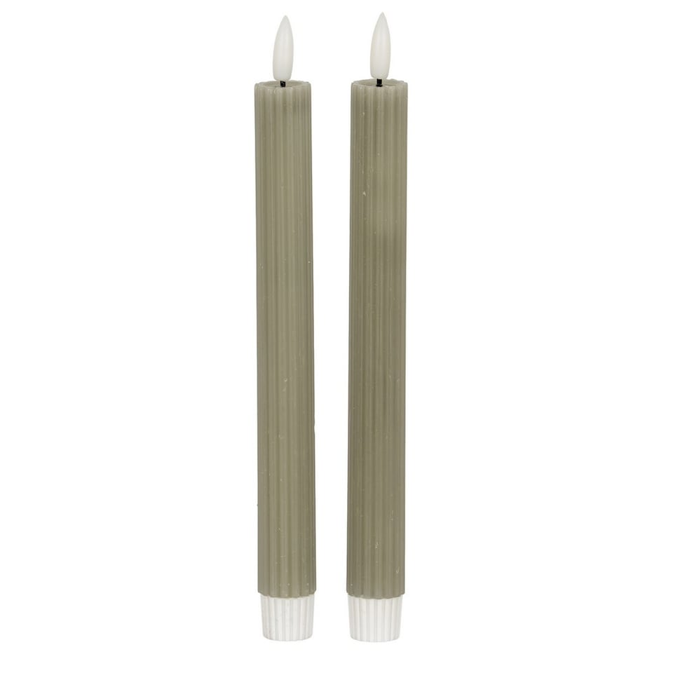 image 1 of Luxe Collection Natural Glow Ribbed Taper Candles - Wax - L2 x W2 x H24 cm - Sage