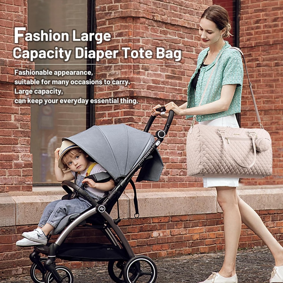 image 1 of LOVEVOOK Nappy Bag Tote with Pacifier Case and Changing Pad, Large Capacity Mommy Bag for Hospital and Weekender Travel, Functional Baby Bag Newborn Baby Essential