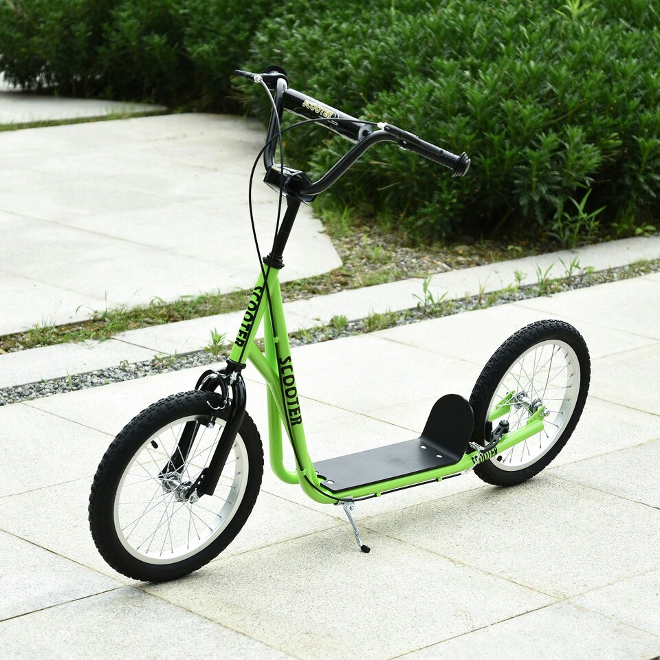 image 1 of HOMCOM 90-96cm Kids Kick Scooter w/ Adjustable Handlebar Inflatable Wheels Green