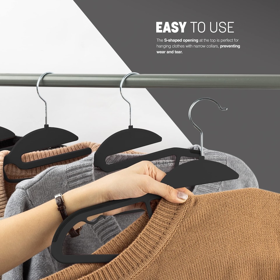 image 1 of Keplin Non-Slip Hangers, Durable, Slimline Design for Space Saving with 360 Degree Swivel