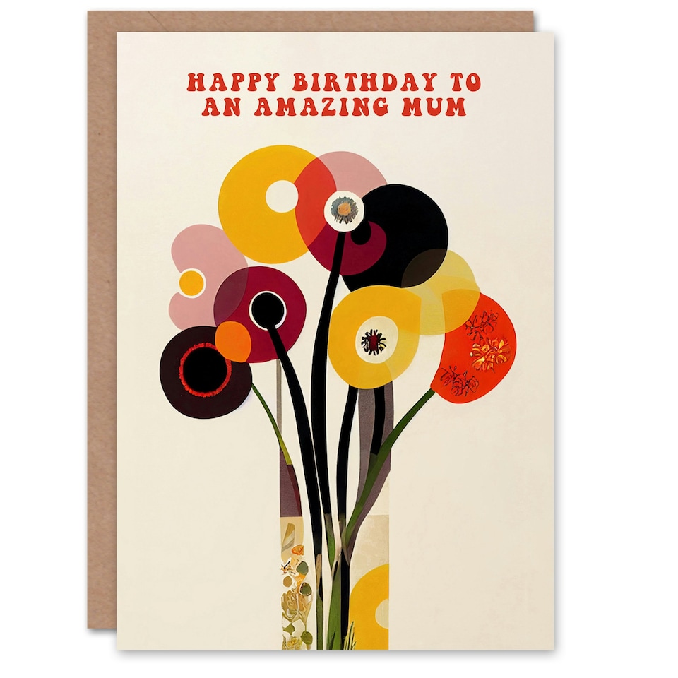 image 1 of Cheerful Spring Flower Blooms Flowers Bright Mum Birthday Card