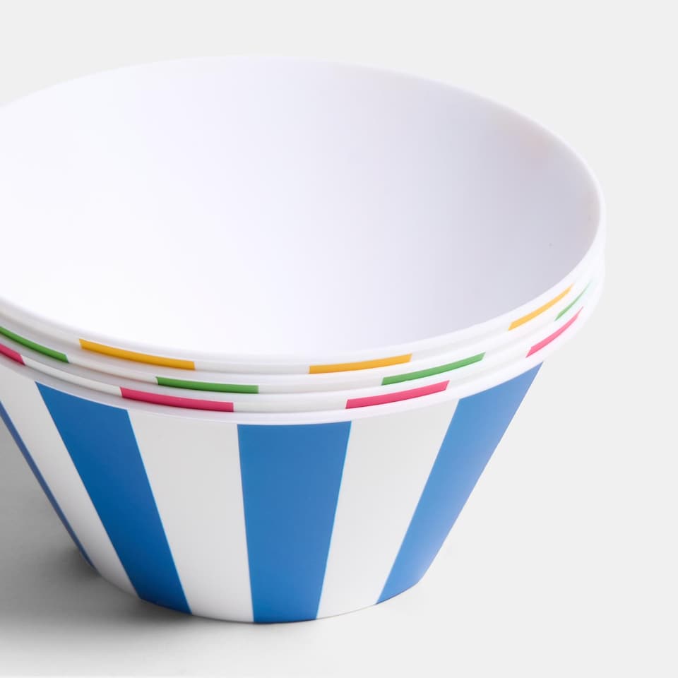 image 1 of OHS Summer Print Plastic Picnic Bowls Set of 4 Lightweight Outdoor