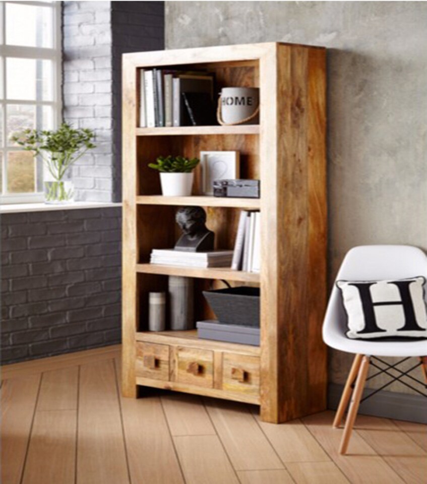 image 1 of Dakota Large Bookcase - Mango Wood - L30 x W75 x H175 cm - Light Finish | Brown